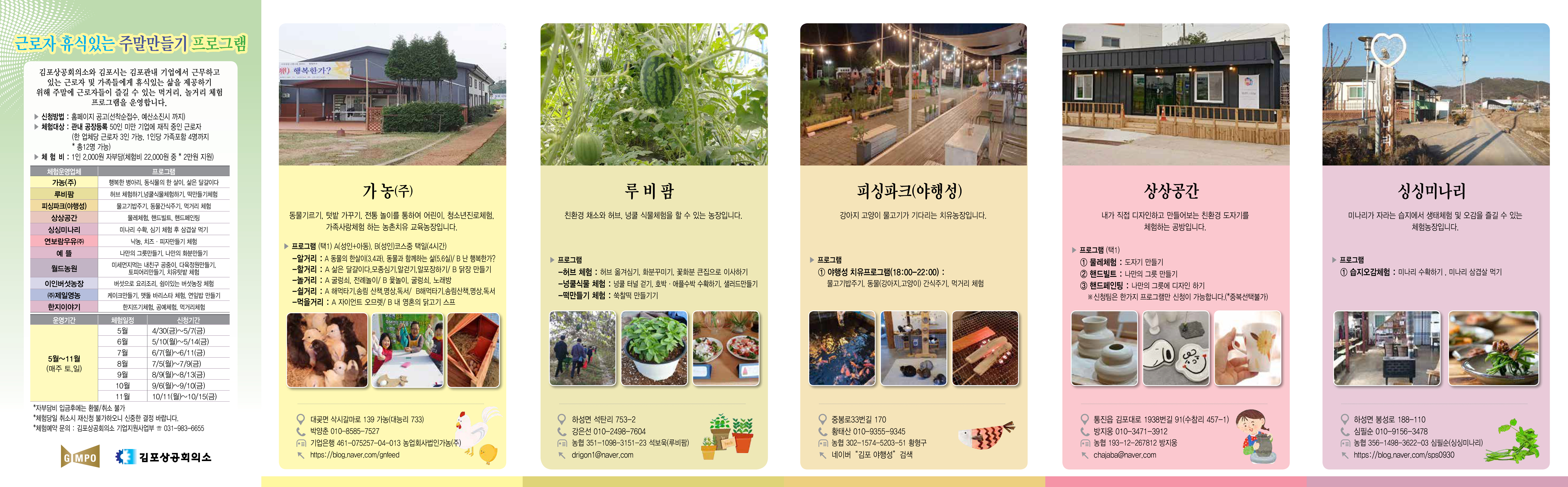 김포상공회의소 근로자 주말 체험 프로그램 안내