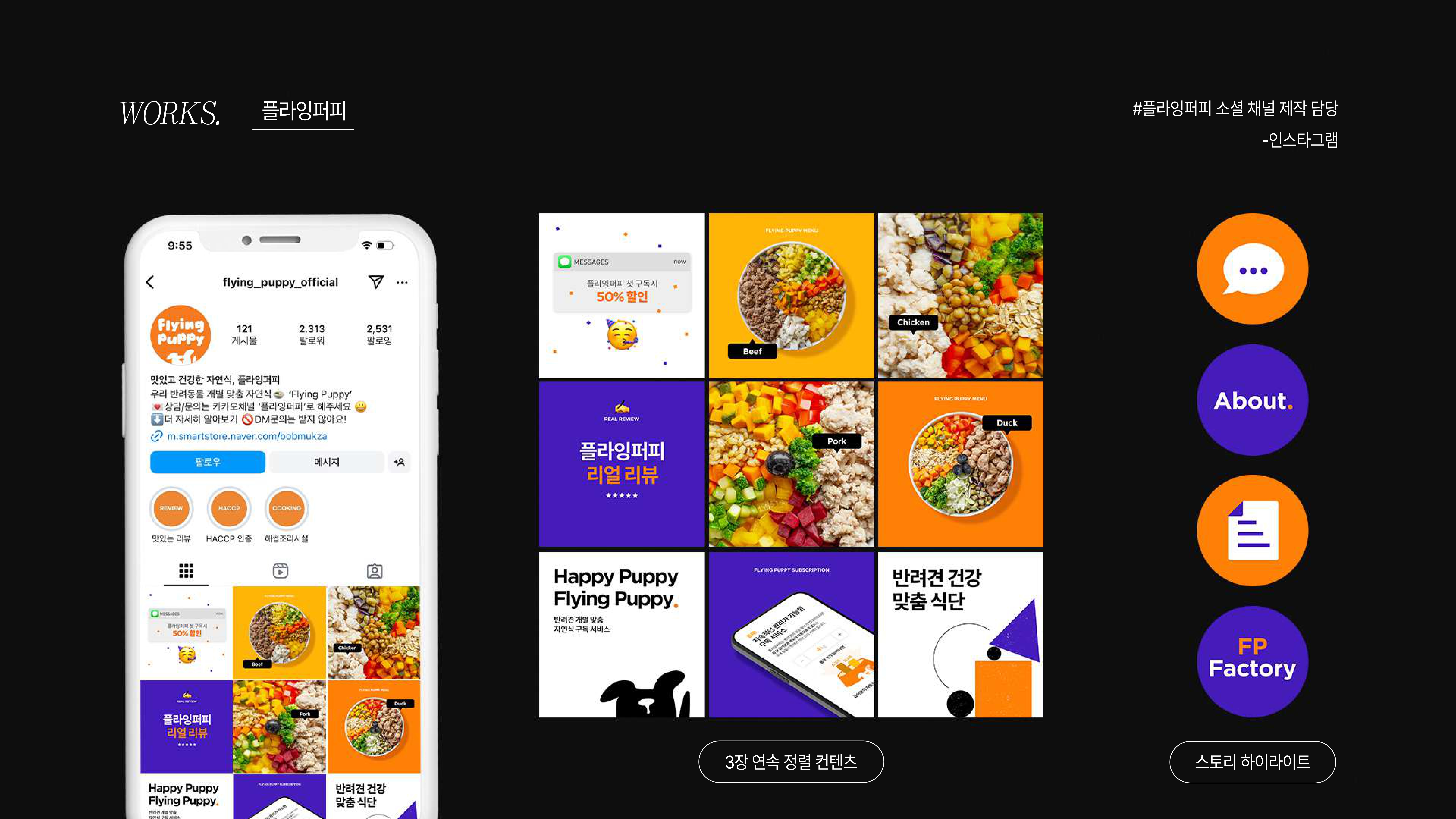 플라잉퍼피 인스타그램 채널 콘텐츠 디자인