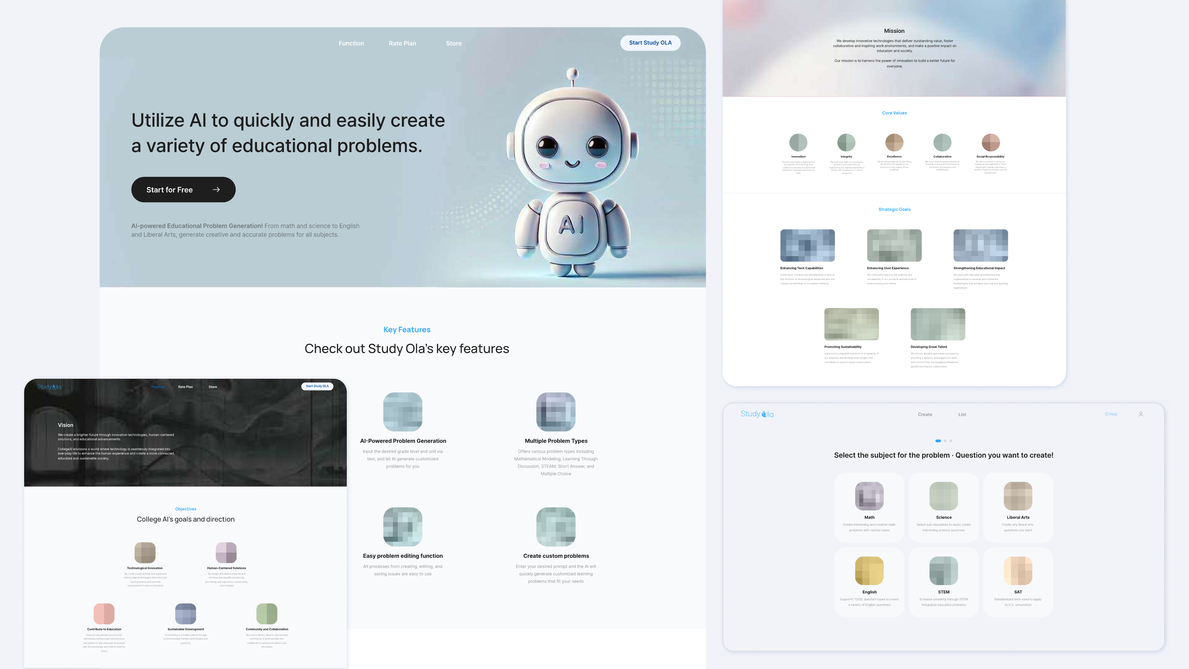 AI 기반 교육 플랫폼 'Study Ola' 웹 UIUX 디자인